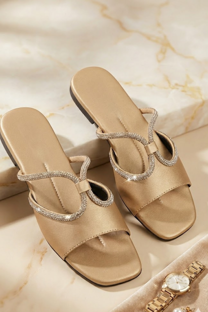 Gold Embellished Silk Kolhapuri Shoes Online in Dubai UAE Abudhabi Ajman Sharjah