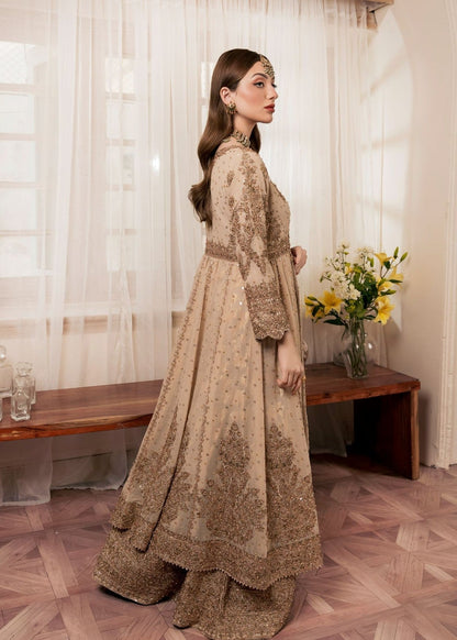 Gold Embroidered Chiffon Straight Cut Suit Online in Dubai UAE Abudhabi Ajman Sharjah