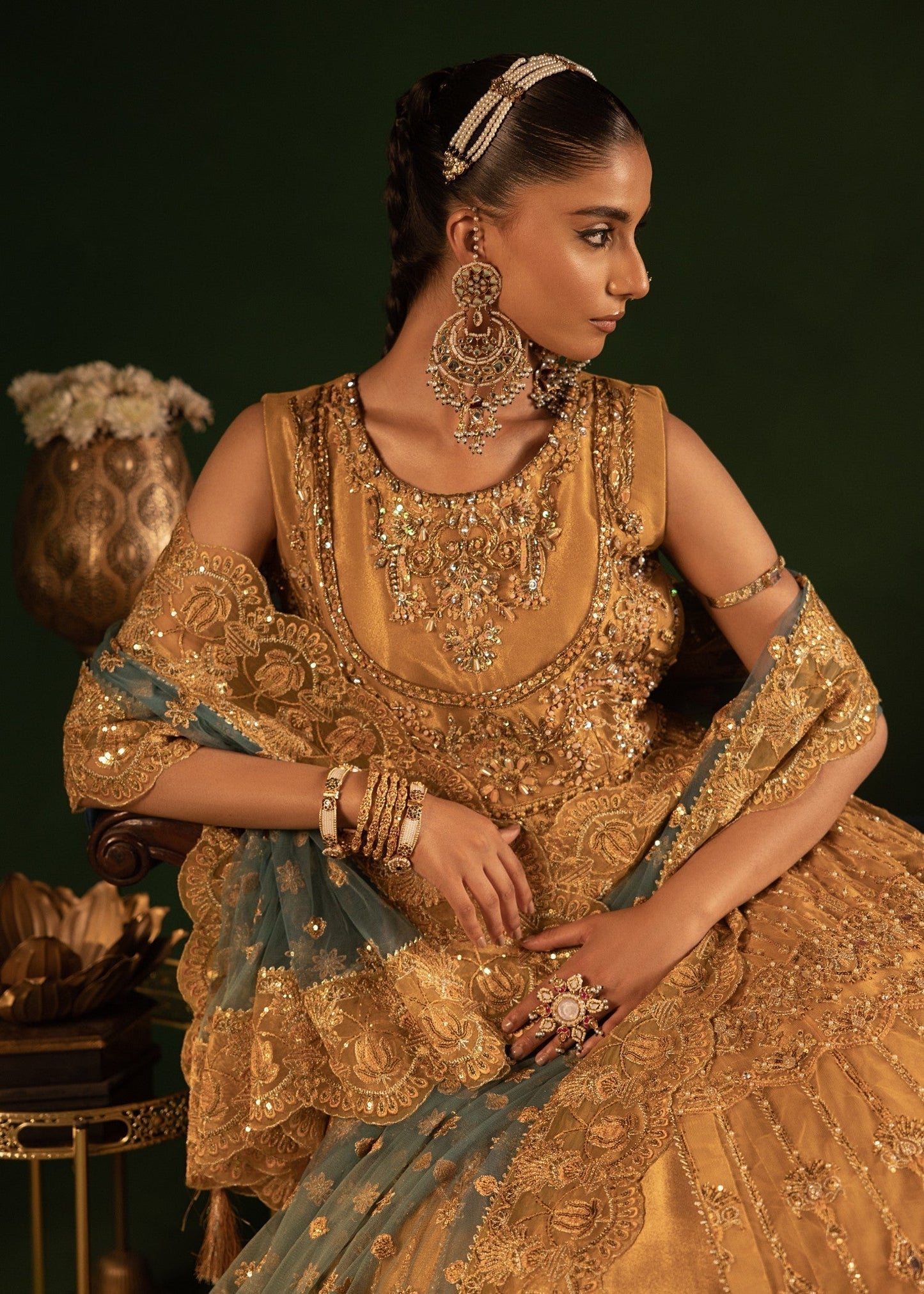 Gold Embroidered Net Pakistani Guest Wear Online in Sri Lanka India Australia