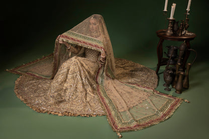 Gold Embroidered Net Suit for Women Online in KSA Riyadh Saudi Arabia Oman Bahrain Qatar