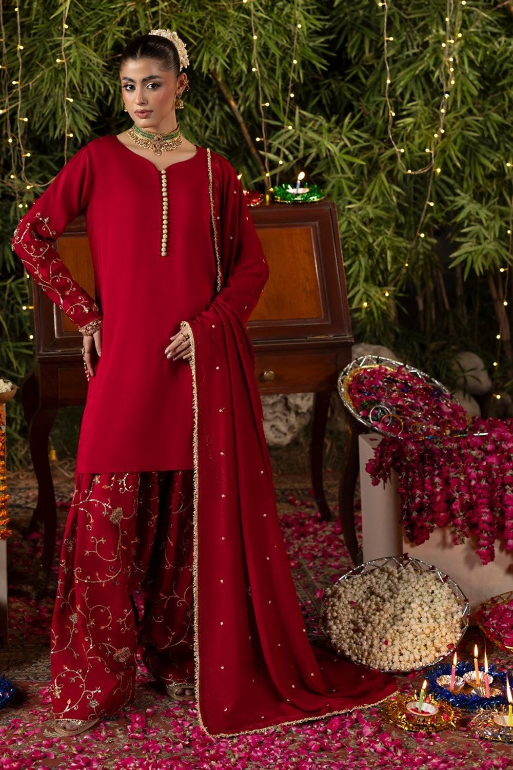 Gold Embroidered Raw Silk Pakistani Suit Online in Dubai UAE Abudhabi Ajman Sharjah