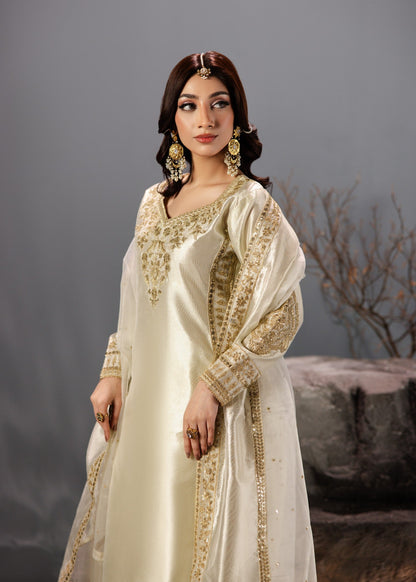 Gold Festive Wear Kurti Sharara Dupatta Set Online in Sri Lanka India Australia
