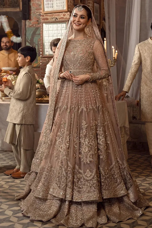 Gold Hand Embellished Organza Bridal Lehenga Online in Dubai UAE Abudhabi Ajman Sharjah