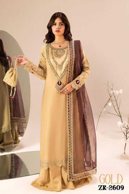 Gold Hand Embellished Raw Silk Sharara Suit Online in Dubai UAE Abudhabi Ajman Sharjah