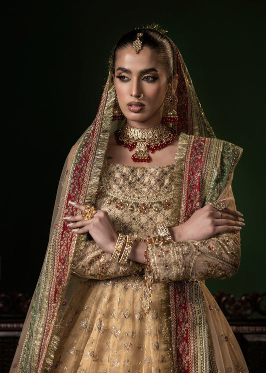 Gold Net Bridal Outfit with Dupatta Online in Sri Lanka India Australia