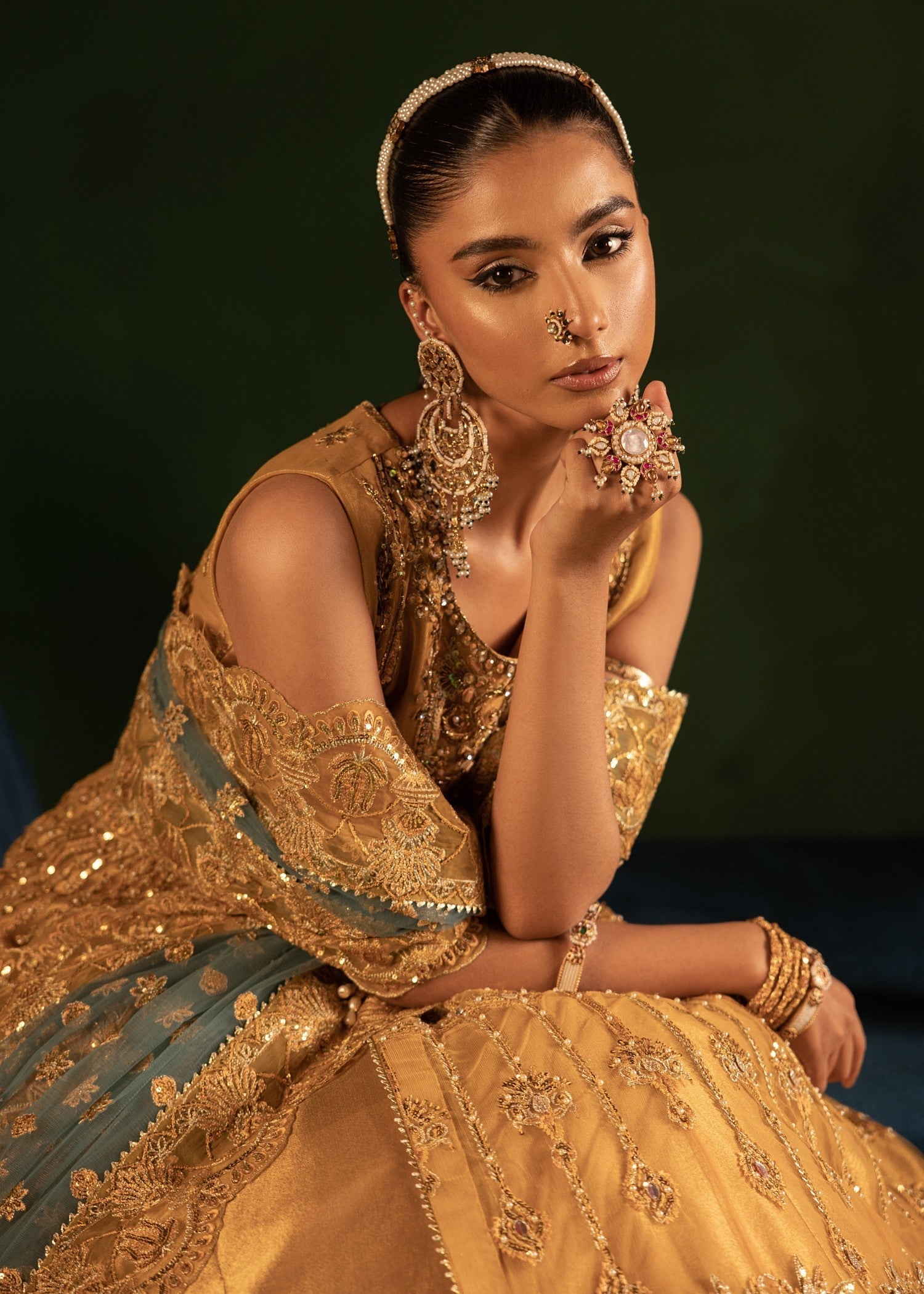 Gold Net Embellished Wedding Suit Online in Dubai DXB UAE Abudhabi Meena Bazaar