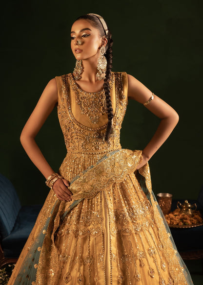 Gold Net Embroidered Dupatta Suit Online in Dubai UAE Abudhabi Ajman Sharjah