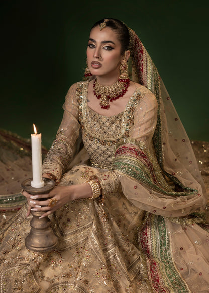 Gold Net Flared Maxi Top with Silk Trouser Online in UK USA Canada