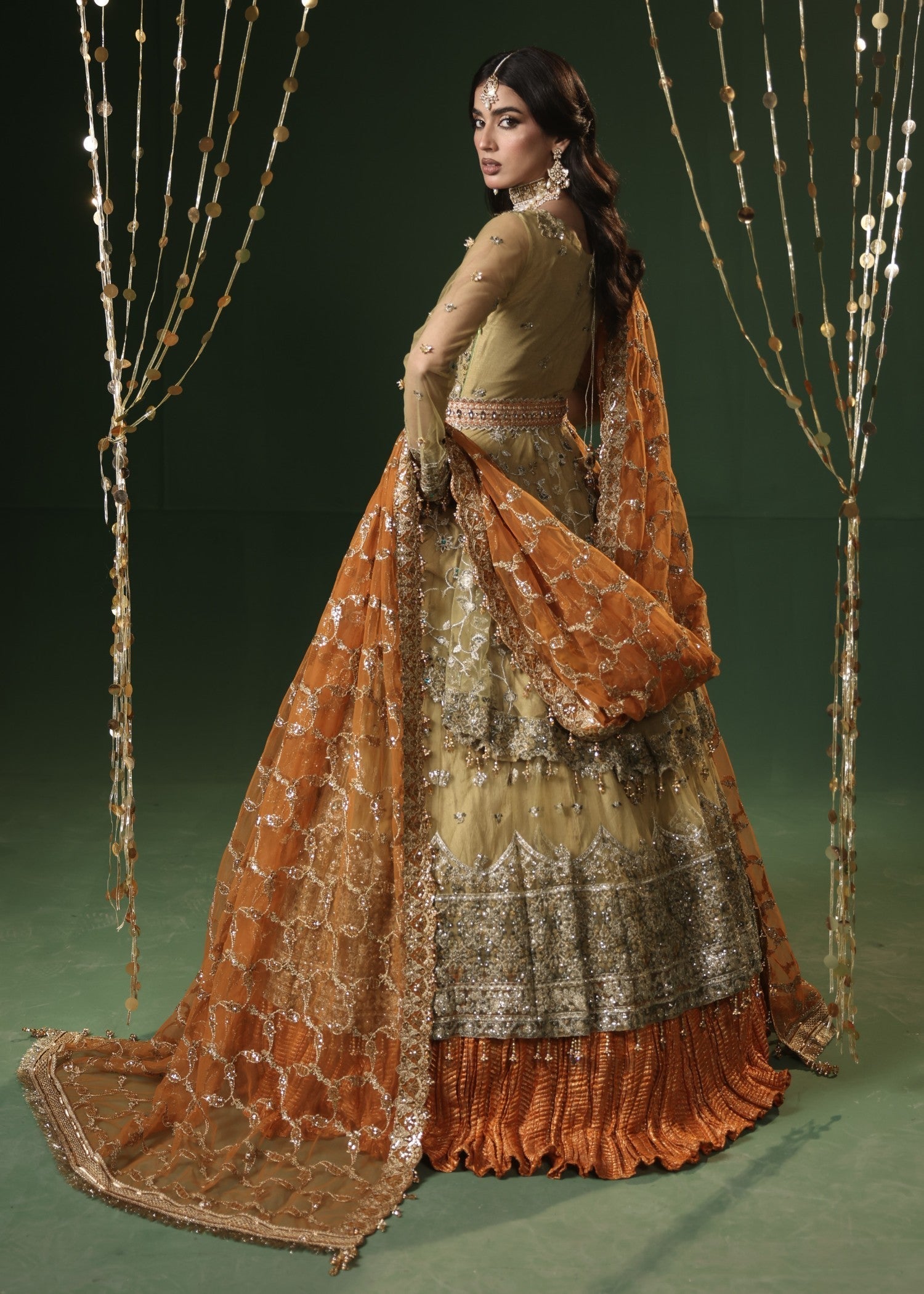 Gold Net Lehenga Potli Bag Set Online in Dubai UAE Abudhabi Ajman Sharjah