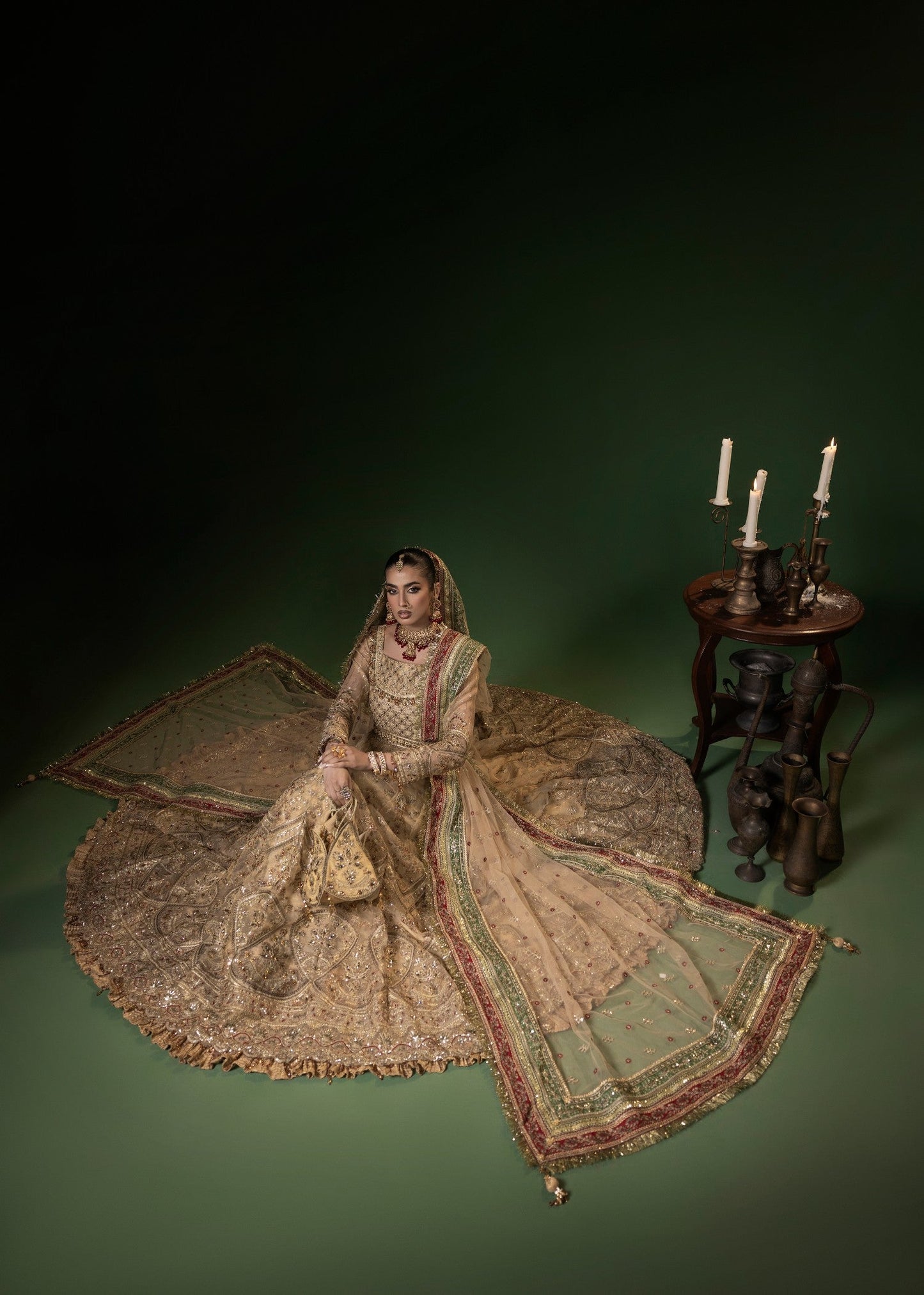 Gold Net Pakistani Wedding Dress Online in Dubai UAE Abudhabi Ajman Sharjah
