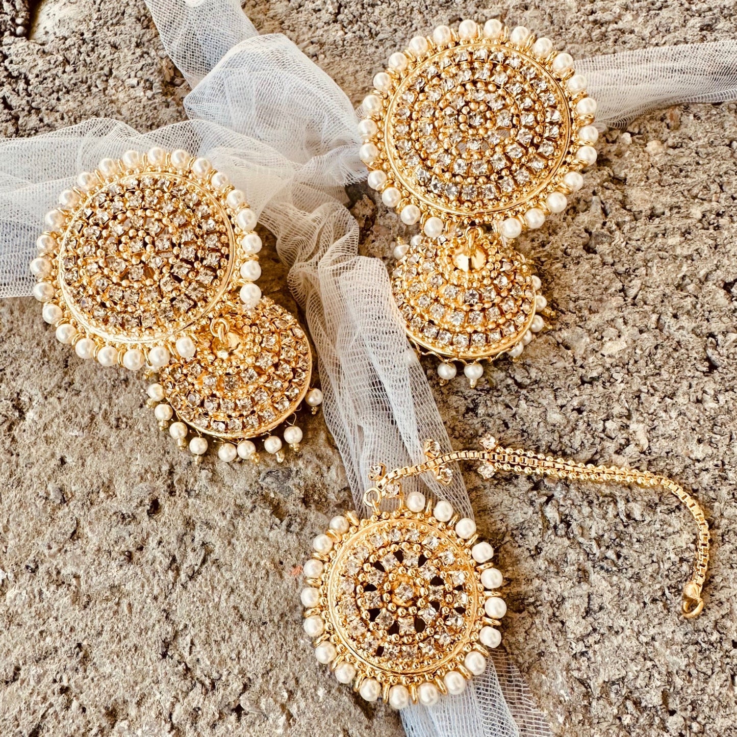 Gold Plated Bridal Jewellery Set with Earrings Online in KSA Riyadh Saudi Arabia Oman Bahrain Qatar