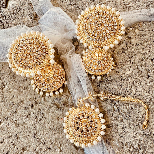 Gold Plated Bridal Jewellery Set with Earrings Online in KSA Riyadh Saudi Arabia Oman Bahrain Qatar