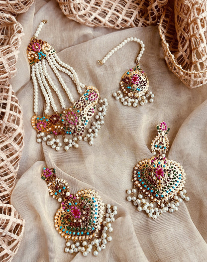Gold Plated Bridal Necklace Set Online in KSA Riyadh Saudi Arabia Oman Bahrain Qatar