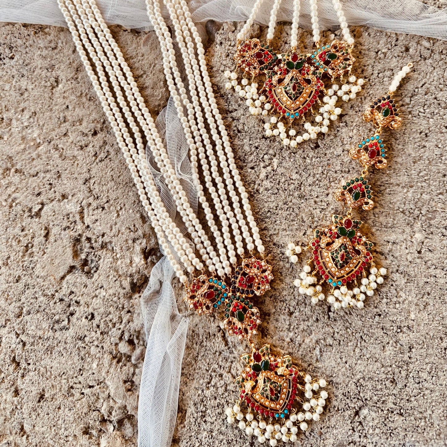Gold Plated Bridal Necklace Set Online in KSA Riyadh Saudi Arabia Oman Bahrain Qatar