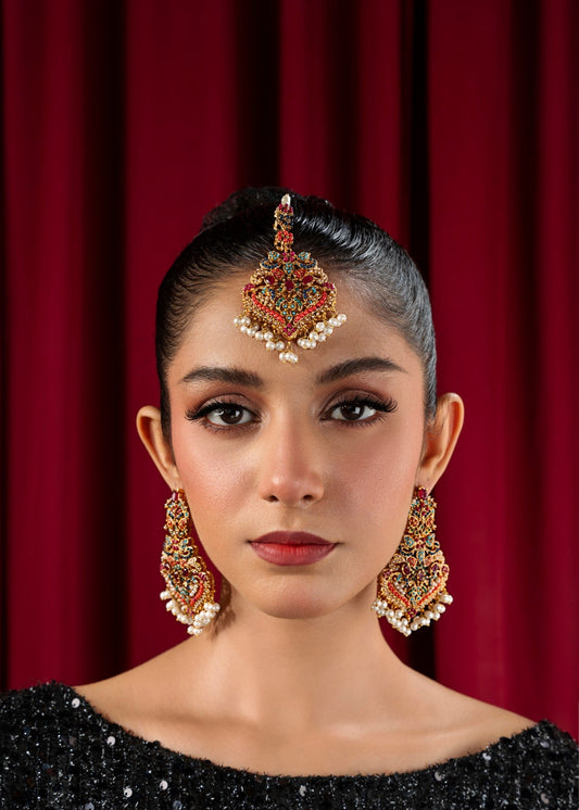 Gold Plated Indian Earrings Tikka Combo Online in UK USA Canada
