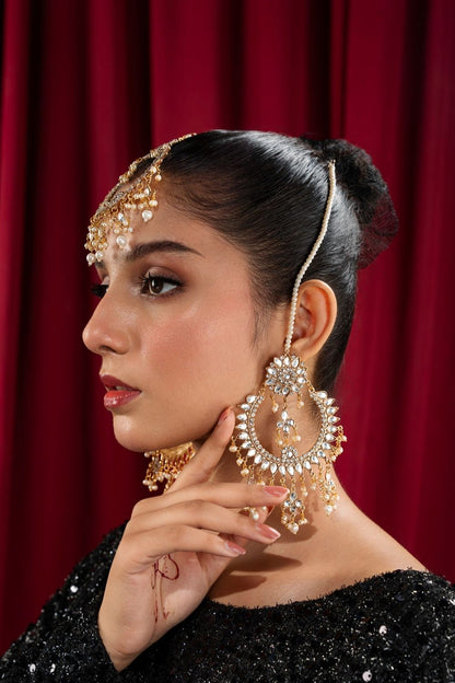Gold Plated Jumbo Earrings & Tikka Jewellery Set Online in Dubai UAE Abudhabi Ajman Sharjah