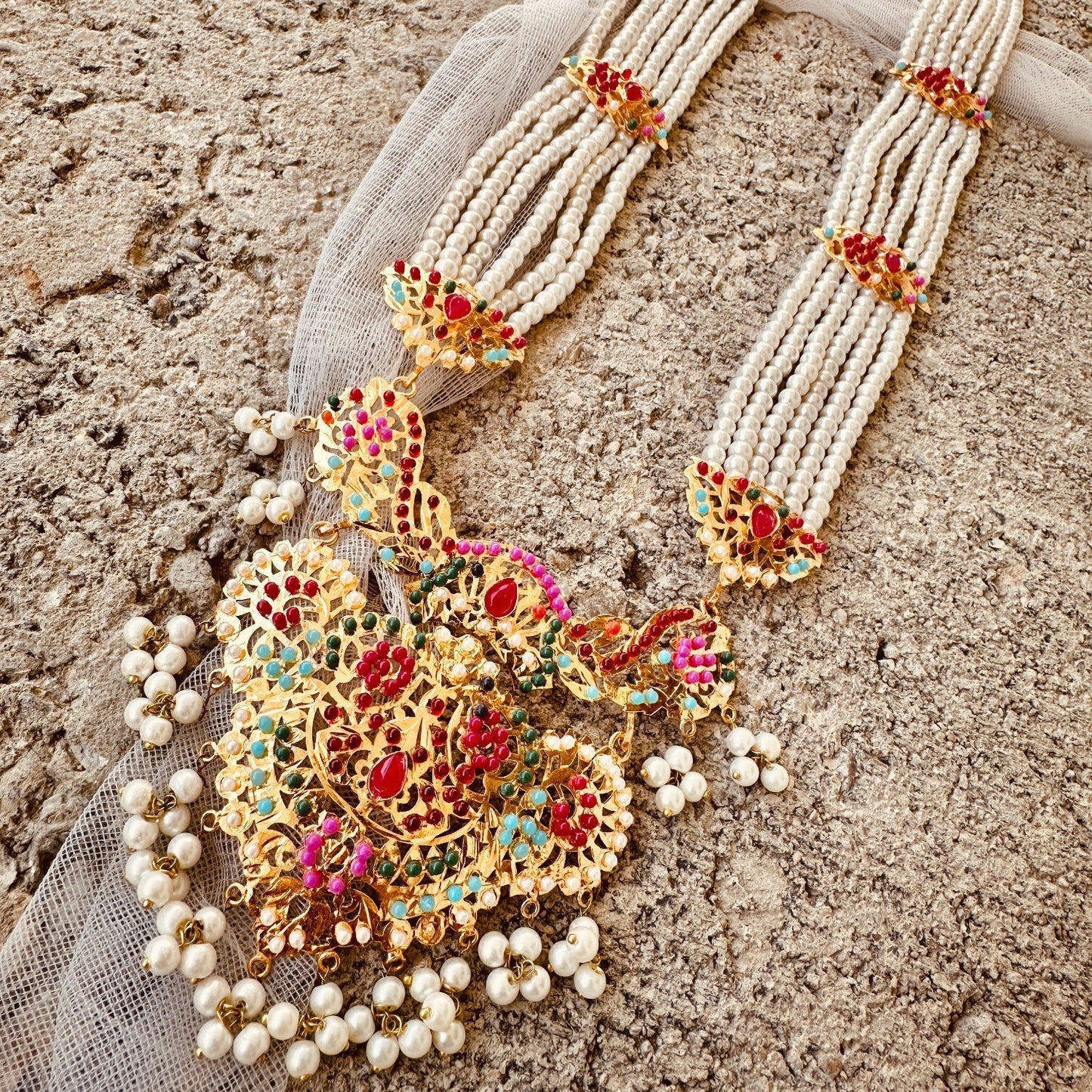 Gold Plated Kundan Bridal Jewellery Set Online in KSA Riyadh Saudi Arabia Oman Bahrain Qatar