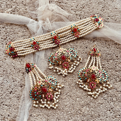 Gold Plated Kundan Bridal Necklace Set Online in KSA Riyadh Saudi Arabia Oman Bahrain Qatar