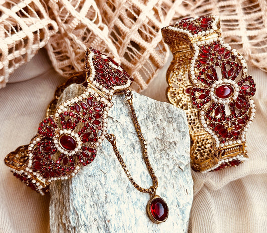 Gold Plated Maroon Bangles for Special Occasions Online in KSA Riyadh Saudi Arabia Oman Bahrain Qatar