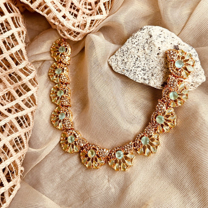 Gold Plated Mint Green Necklace Set Online in KSA Riyadh Saudi Arabia Oman Bahrain Qatar
