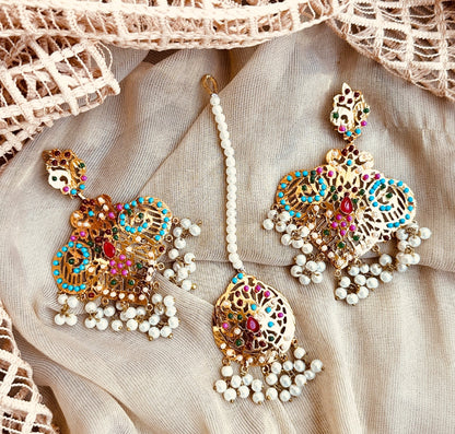 Gold Plated Multi Color Hyderabadi Jewellery Set Online in UK USA Canada