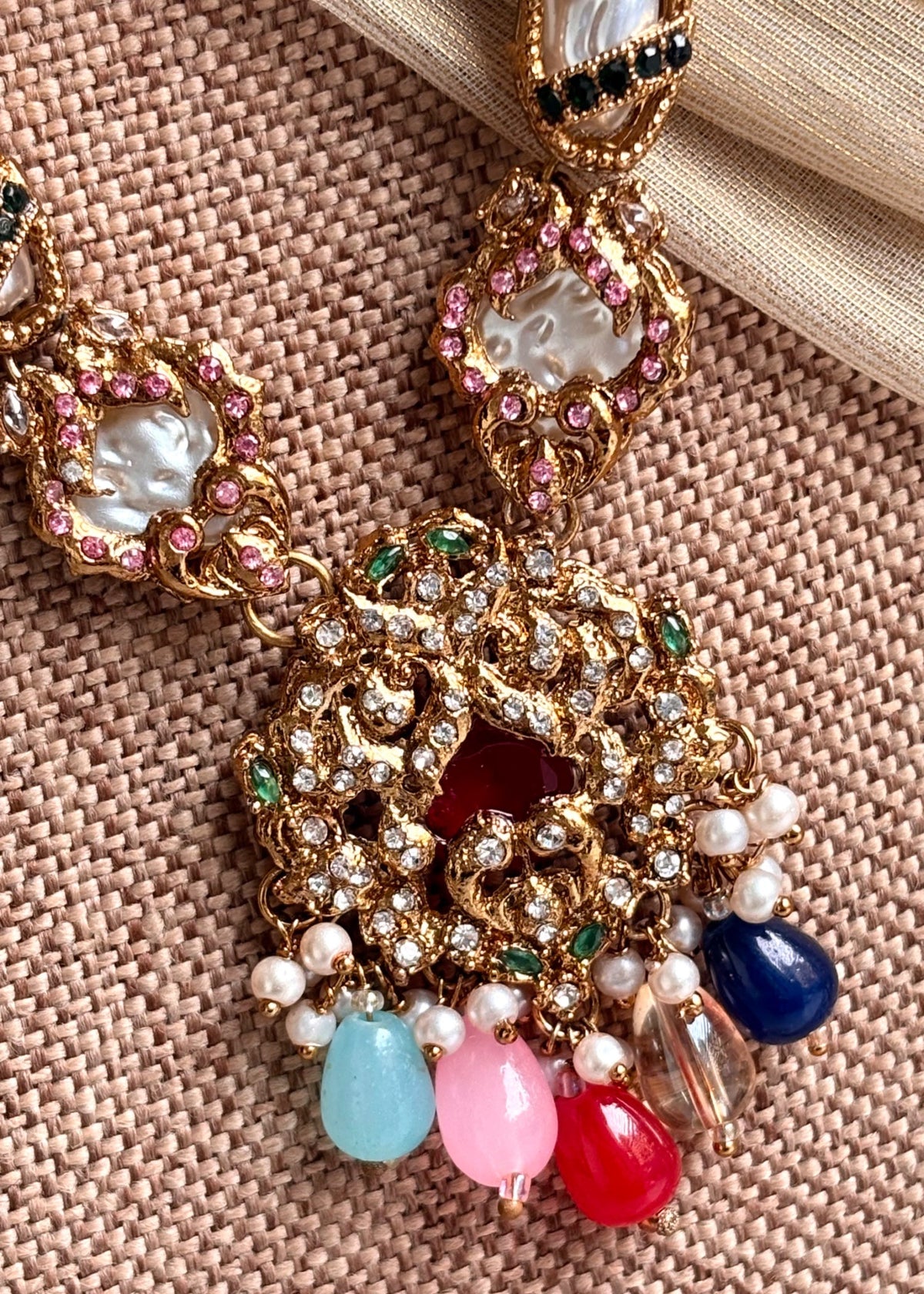 Gold Plated Multi Colour Bridal Jewellery Set Online in UK USA Canada