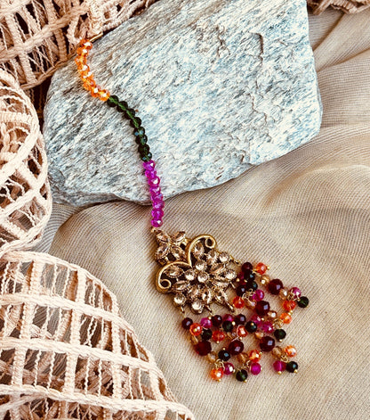 Gold Plated Multi Colour Tikka Jewellery Set Online in UK USA Canada