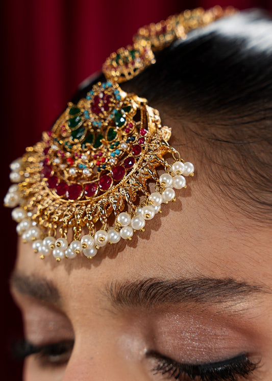 Gold Plated Multicolor Earrings and Tikka Set Online in Sri Lanka India Australia