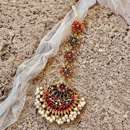 Gold Plated Multicolor Gemstone Earrings Set Online in Dubai UAE Abudhabi Ajman Sharjah