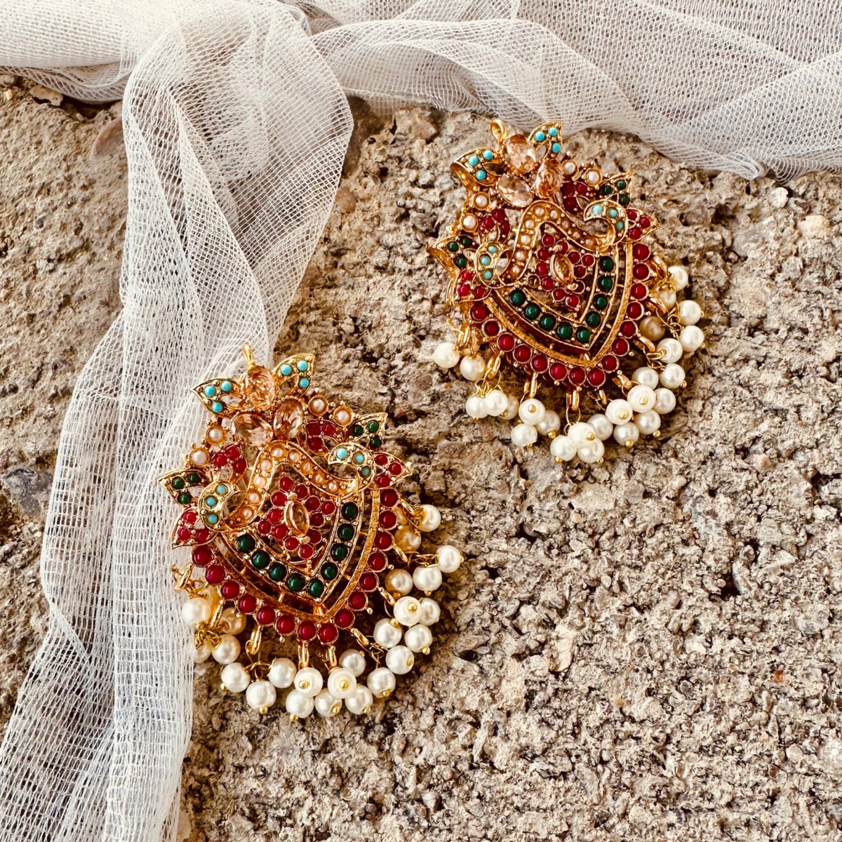 Gold Plated Nauratan Celeste Bridal Choker Set Online in UK USA Canada