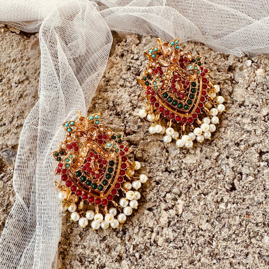 Gold Plated Nauratan Celeste Bridal Choker Set Online in UK USA Canada