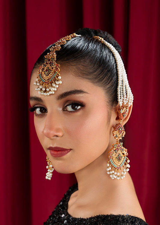 Gold Plated Nauratan Jewellery Set for Weddings Online in KSA Riyadh Saudi Arabia Oman Bahrain Qatar