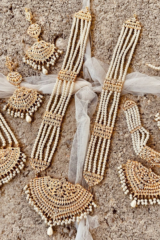 Gold Plated Nizami Mehraab Bridal Necklace Set Online in Dubai UAE Abudhabi Ajman Sharjah