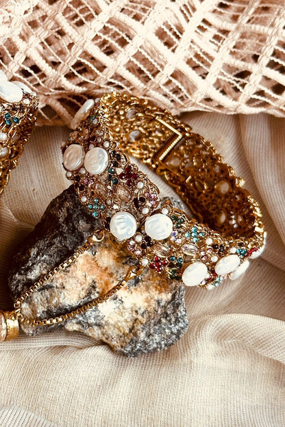 Gold Plated Pearl Bangles Set of 2 Online in Dubai UAE Abudhabi Ajman Sharjah