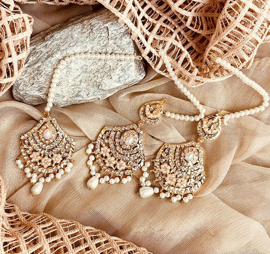 Gold Plated Pearl White Bridal Set Online in Sri Lanka India Australia
