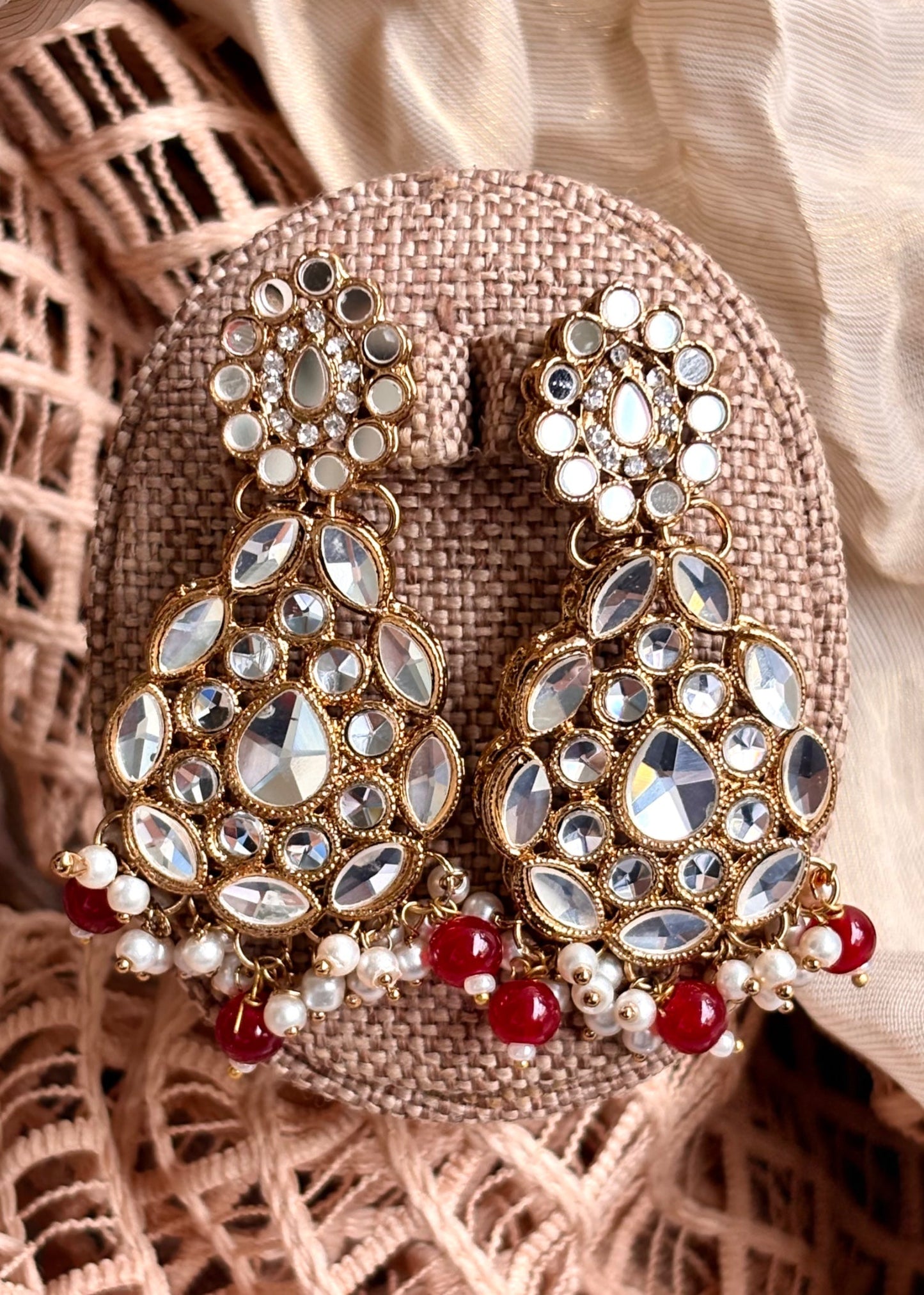Gold Plated Red Jewellery Set for Wedding Online in UK USA Canada