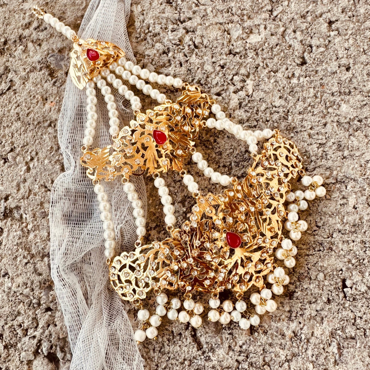 Gold Plated Red Malaa Choker Jewellery Set Online in Sri Lanka India Australia