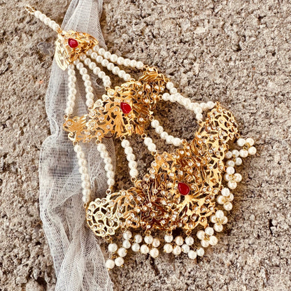 Gold Plated Red Malaa Choker Jewellery Set Online in Sri Lanka India Australia