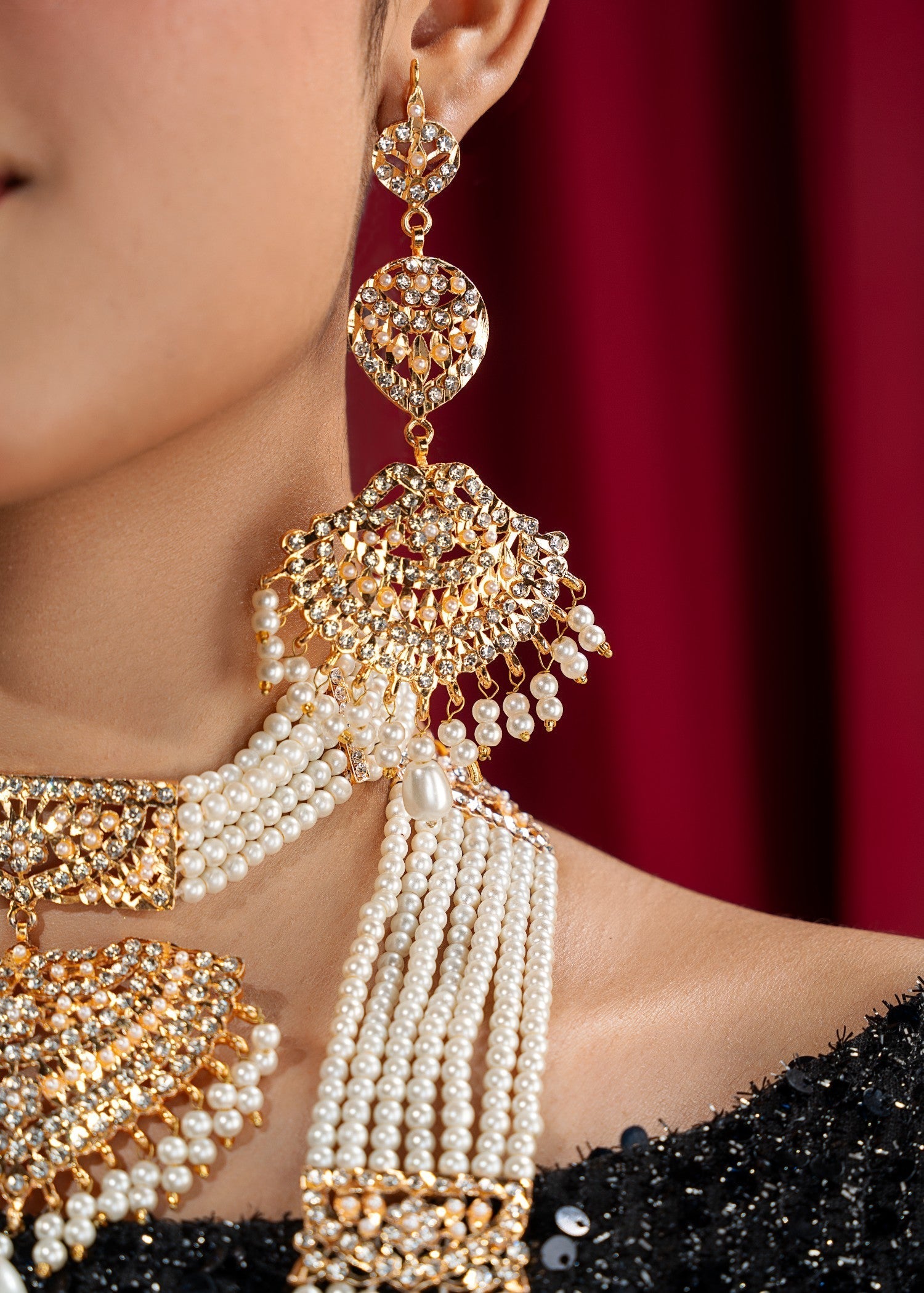 Gold Plated Wedding Jewellery Set with Mala Online in Sri Lanka India Australia