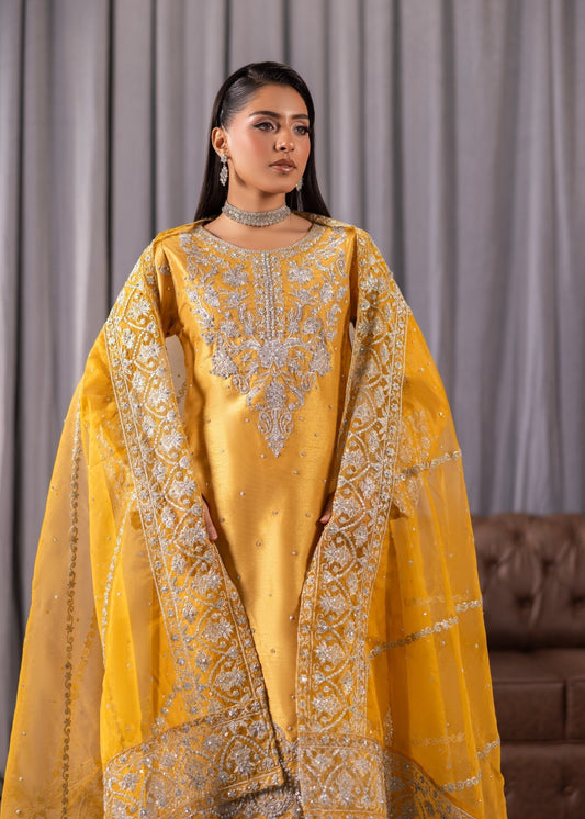 Gold Raw Silk Festive Wear Kurti Set Online in Sri Lanka India Australia