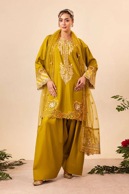 Gold Silk Embroidered Farshi Shalwar Suit Online in Dubai UAE Abudhabi Ajman Sharjah