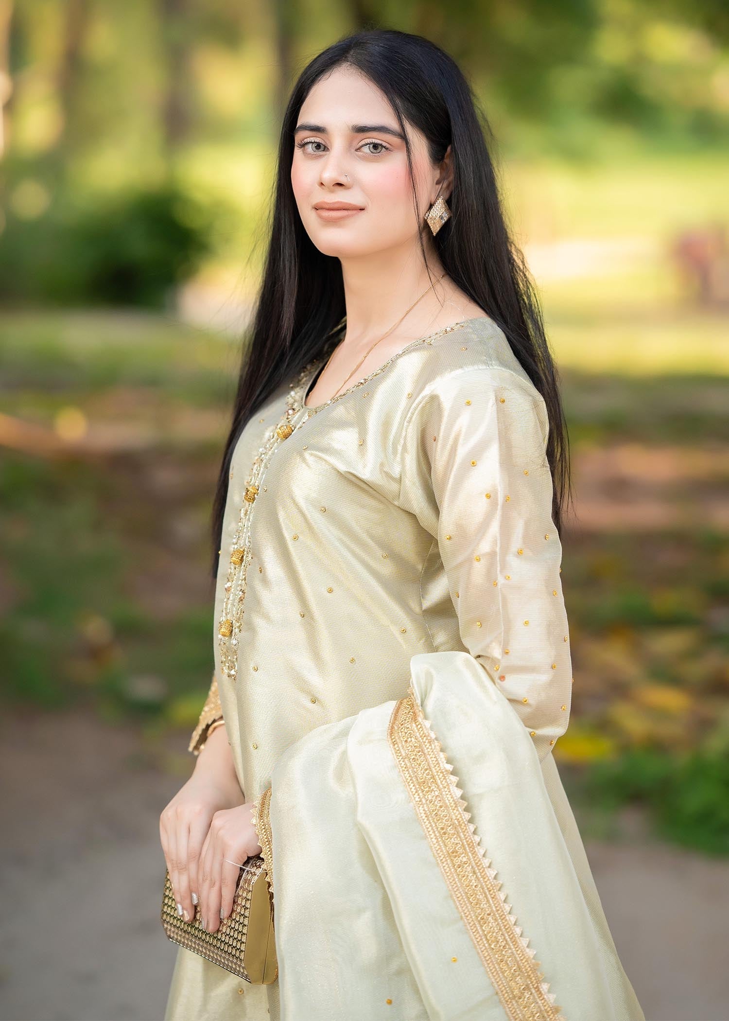 Gold Viscose Unstitched Suit Online in Dubai UAE Abudhabi Ajman Sharjah