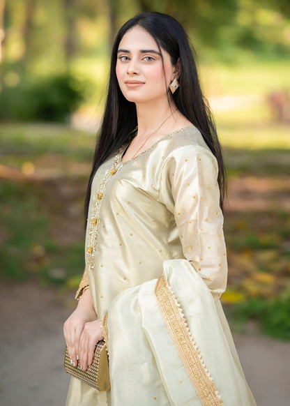 Gold Viscose Unstitched Suit Online in Dubai UAE Abudhabi Ajman Sharjah