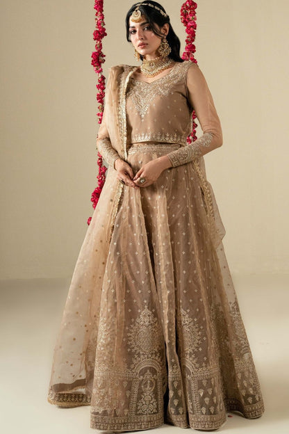 Golden Brown Embroidered Organza Lehenga Choli Online in Dubai UAE Abudhabi Ajman Sharjah
