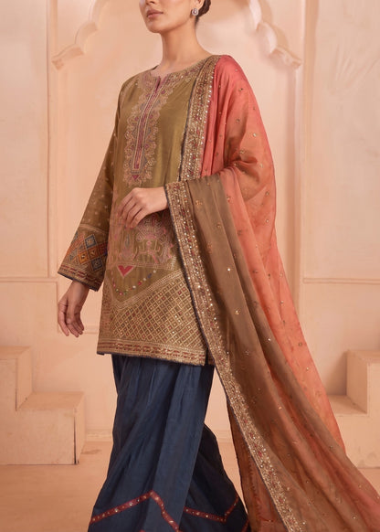 Golden Brown Raw Silk Designer Salwar Suit Online in Sri Lanka India Australia