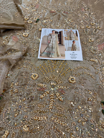 Golden Multi Chiffon Ladies Partywear Suit Online in Sri Lanka India Australia