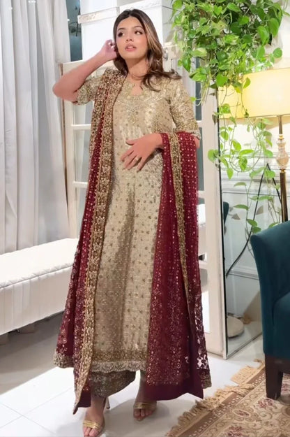 Golden Maysuri Hand Embellished Wedding & Bridal Suit