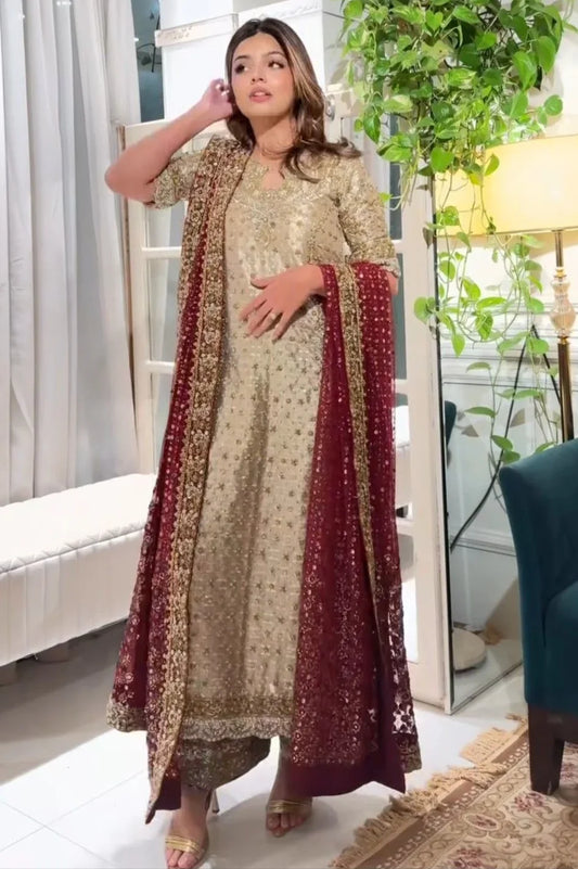 Golden Maysuri Hand Embellished Wedding & Bridal Suit