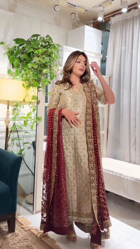 Golden Maysuri Hand Embellished Wedding & Bridal Suit