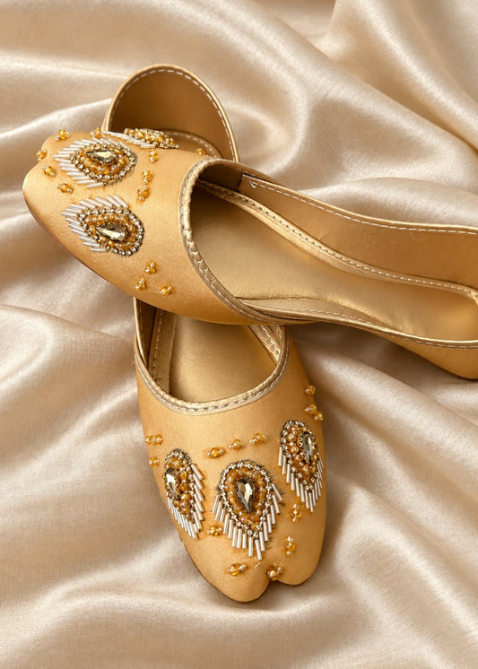 Goldenrod Silk Embroidered Khussa Online in UK USA Canada